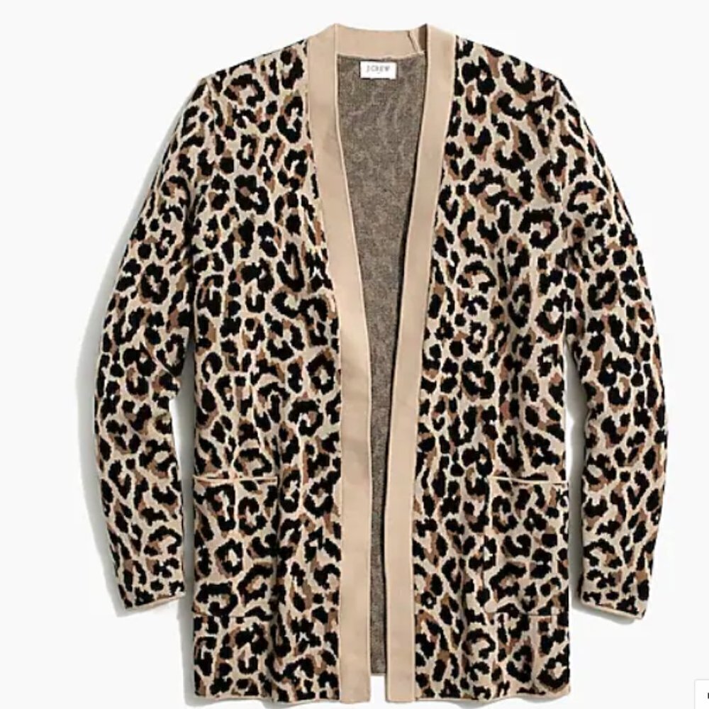 New without Tags J.Crew Factory Leopard open cardigan Size Small